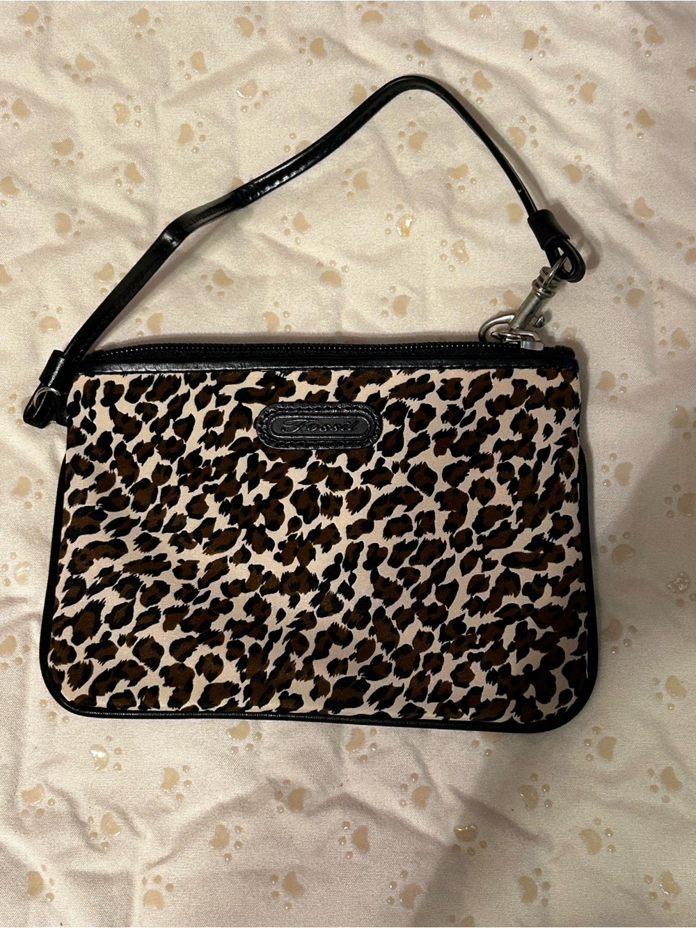 Fossil Leopard Print Wristlet - Brown/Black